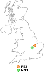 map showing distance between PE2 and NN3