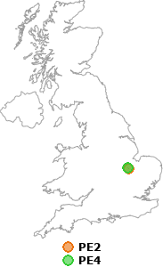 map showing distance between PE2 and PE4