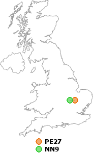 map showing distance between PE27 and NN9