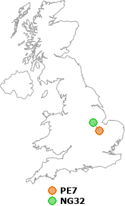 map showing distance between PE7 and NG32