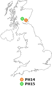 map showing distance between PH14 and PH15