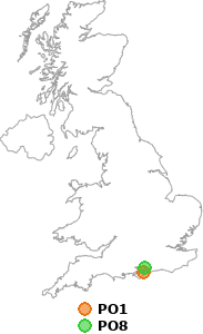 map showing distance between PO1 and PO8