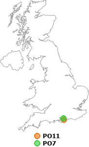 map showing distance between PO11 and PO7