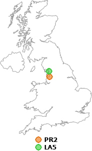 map showing distance between PR2 and LA5