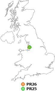 map showing distance between PR26 and PR25