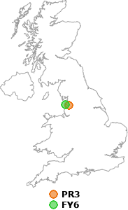 map showing distance between PR3 and FY6