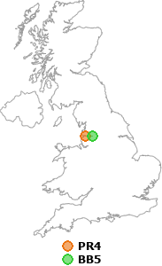 map showing distance between PR4 and BB5