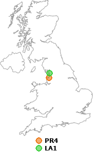 map showing distance between PR4 and LA1