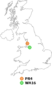 map showing distance between PR4 and WA16