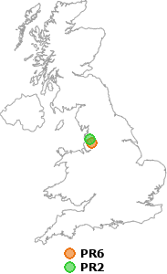 map showing distance between PR6 and PR2