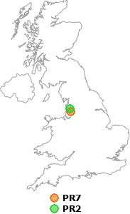 map showing distance between PR7 and PR2