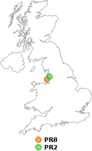 map showing distance between PR8 and PR2