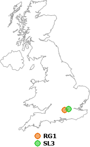 map showing distance between RG1 and SL3