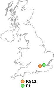 map showing distance between RG12 and E1