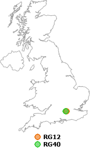 map showing distance between RG12 and RG40