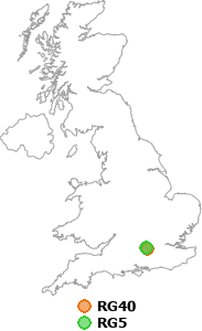 map showing distance between RG40 and RG5