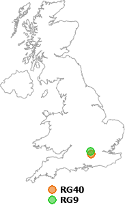 map showing distance between RG40 and RG9