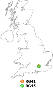 map showing distance between RG41 and RG45