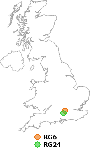 map showing distance between RG6 and RG24