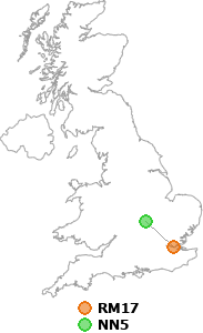 map showing distance between RM17 and NN5