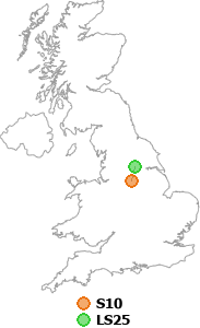 map showing distance between S10 and LS25