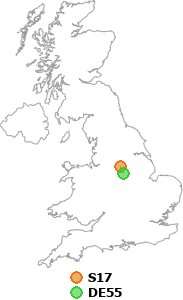 map showing distance between S17 and DE55