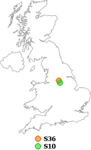 map showing distance between S36 and S10