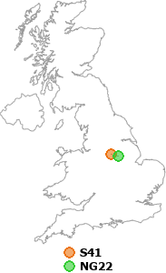 map showing distance between S41 and NG22