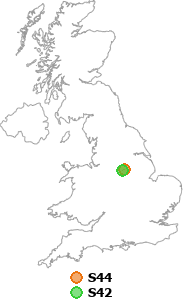 map showing distance between S44 and S42