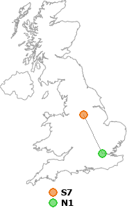 map showing distance between S7 and N1