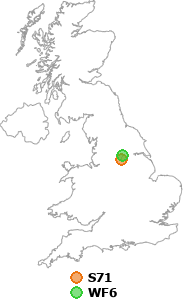 map showing distance between S71 and WF6