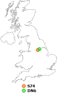 map showing distance between S74 and DN6