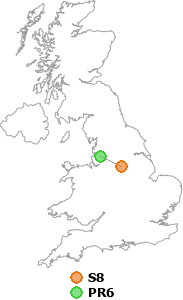 map showing distance between S8 and PR6