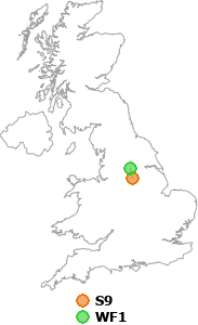 map showing distance between S9 and WF1