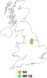 map showing distance between S9 and WF10