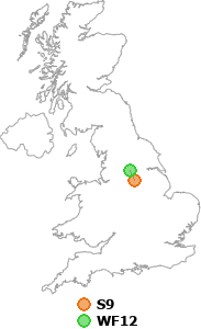 map showing distance between S9 and WF12