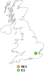 map showing distance between SE1 and E1