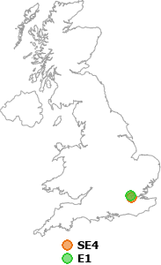 map showing distance between SE4 and E1