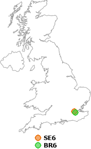 map showing distance between SE6 and BR6