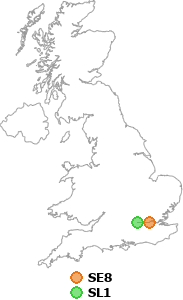 map showing distance between SE8 and SL1