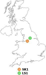 map showing distance between SK1 and LS1