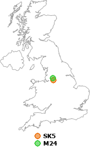 map showing distance between SK5 and M24