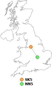 map showing distance between SK5 and NN5