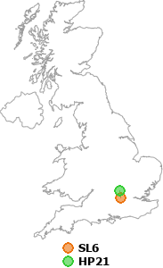 map showing distance between SL6 and HP21