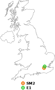 map showing distance between SM2 and E1