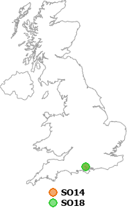 map showing distance between SO14 and SO18