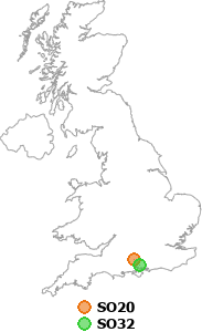 map showing distance between SO20 and SO32