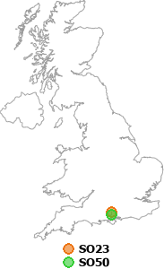 map showing distance between SO23 and SO50