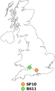 map showing distance between SP10 and BS11