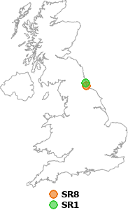 map showing distance between SR8 and SR1